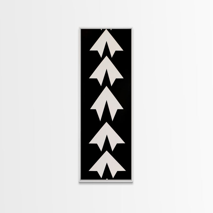 Framed Canvas Print of Geometric Wall Art in Monochrome Style, Modern Abstract Art, Minimalist Decor, Black and White Wall Art, Above Bed Wall Art, Skinny Wall Art