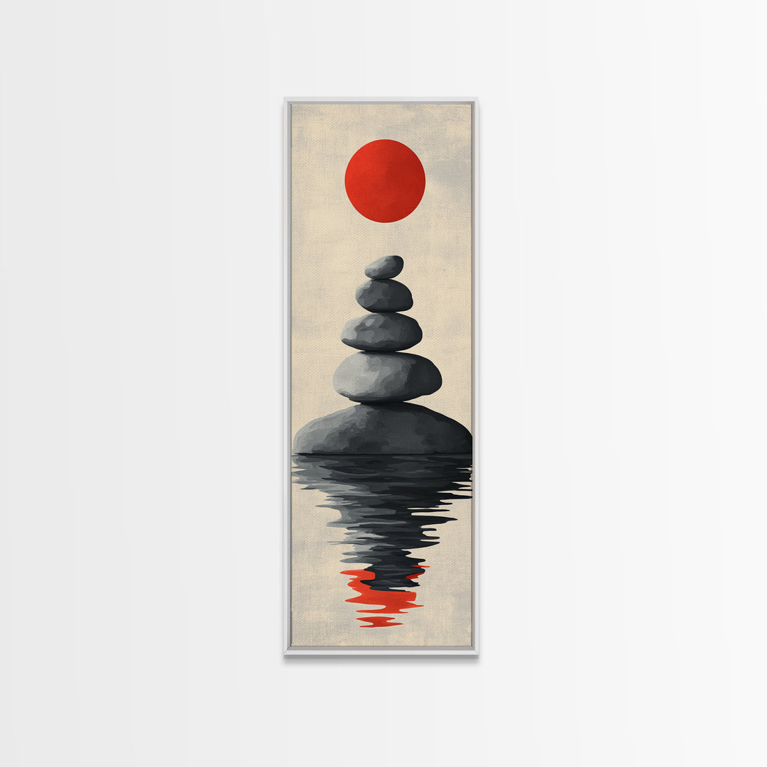 Canvas Print of Zen Art with Stacked Stones, Japanese Inspired, Minimalist Wall Art, Meditative Decor, Above Couch Art, Zen Wall Art, Peaceful Vibe