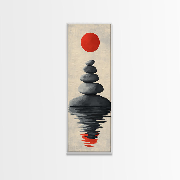 Canvas Print of Zen Art with Stacked Stones, Japanese Inspired, Minimalist Wall Art, Meditative Decor, Above Couch Art, Zen Wall Art, Peaceful Vibe