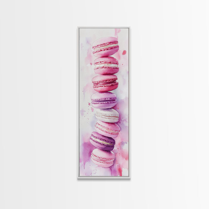 Macaron Art Canvas Print Food Review Kitchen Art Pink Orange Wall Art Whimsical Art Dessert Painting Gift Idea Kitchen Rustic