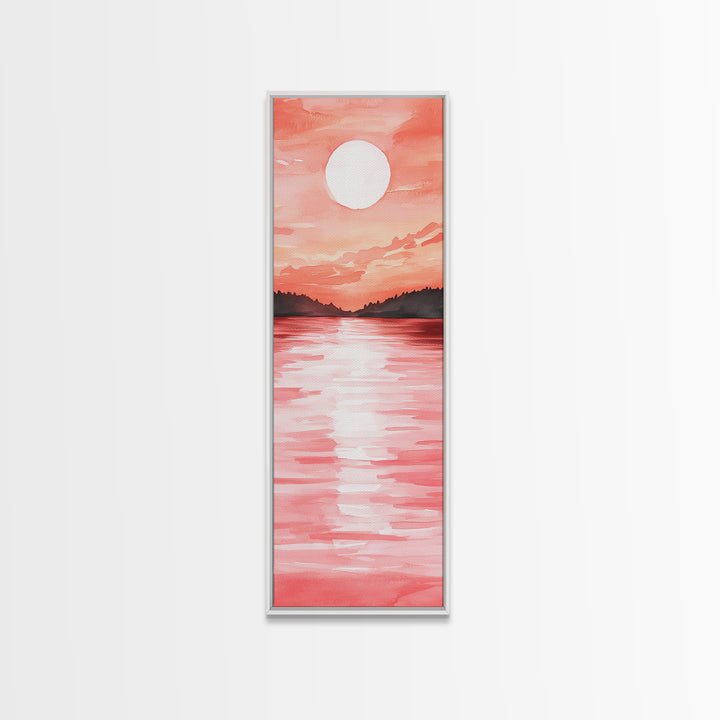 Sunset Canvas Print Coastal Landscape Art Rustic Decor Horizontal Wall Art Bedroom Gift Idea Light Pink Aesthetic Nature Painting