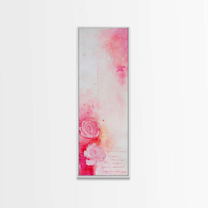Rose Painting Framed Canvas Print Romantic Pink Art Light Abstract Wall Art Above Couch Art Gift Idea Living Room Wabi Sabi Decor