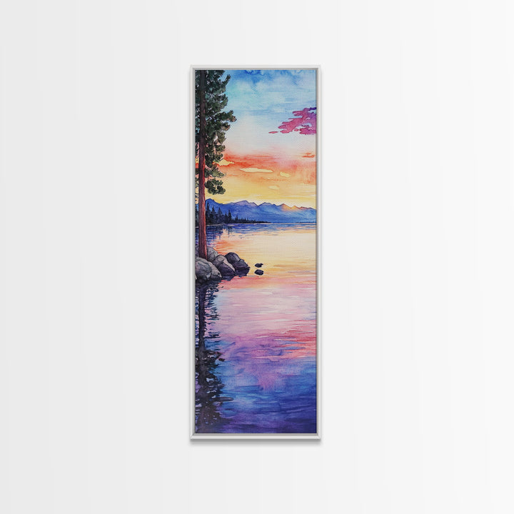 Canvas Print Lake Tahoe Art Coastal Landscape Sunset Wall Art Nautical Decor Horizontal Wall Art Living Room Art Christmas Gift