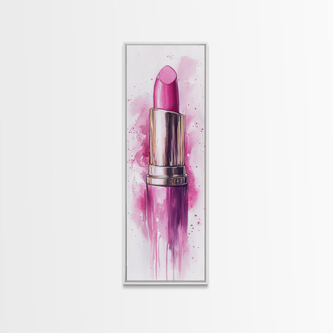 Bold Pink Lipstick Framed Canvas Print Feminine Modern Wall Art Beauty Decor Moody Pink Abstract Painting Bedroom Art Gift Idea