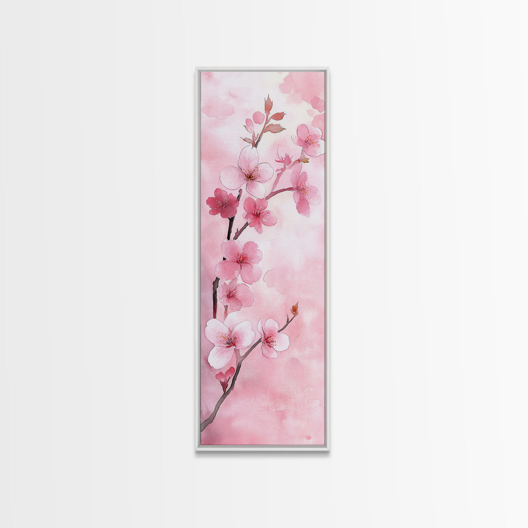 Delicate Cherry Blossom Framed Canvas Print Featuring Japanese-Inspired Botanical Prints for Bedroom or Living Room Wall Art