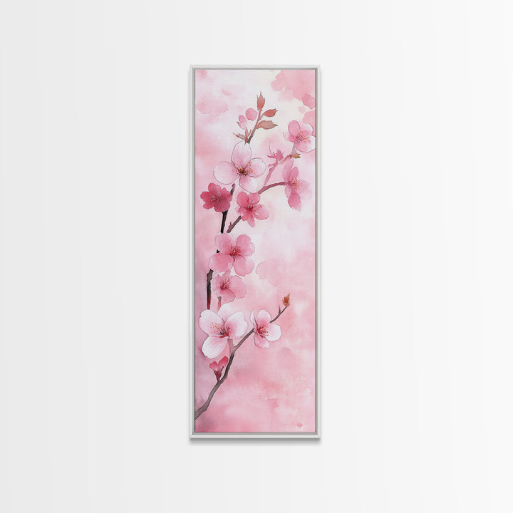 Delicate Cherry Blossom Framed Canvas Print Featuring Japanese-Inspired Botanical Prints for Bedroom or Living Room Wall Art