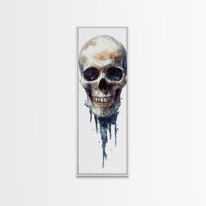 Framed Canvas Print Skull Art for Gothic Decor, Moody Halloween Wall Art, Original Skull Artwork, Living Room Art, Gift Idea for Him