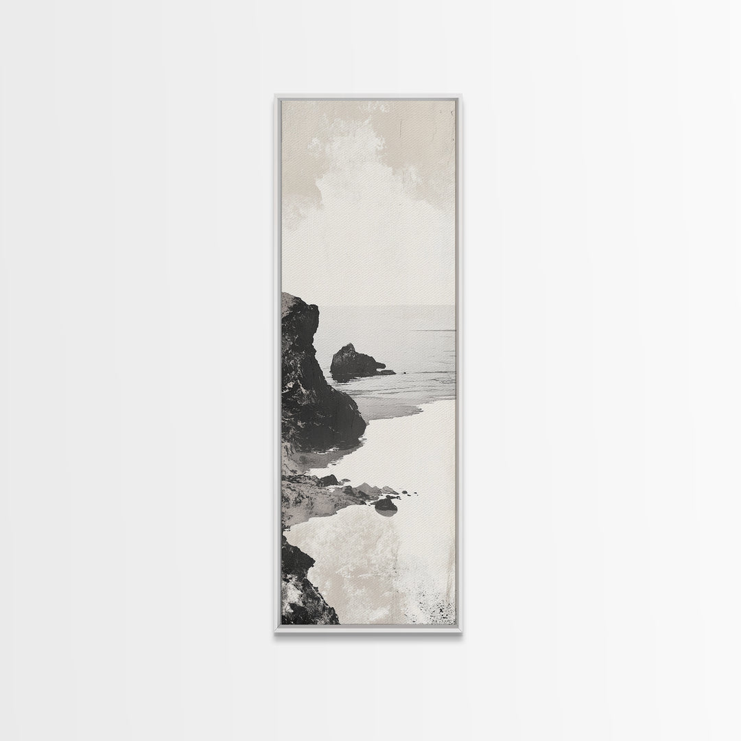 Tranquil Coastal Rocks Canvas Print Nautical Wall Art Minimalist Art Seascape Art Bedroom or Living Room Rustic Coastal Decor Piece
