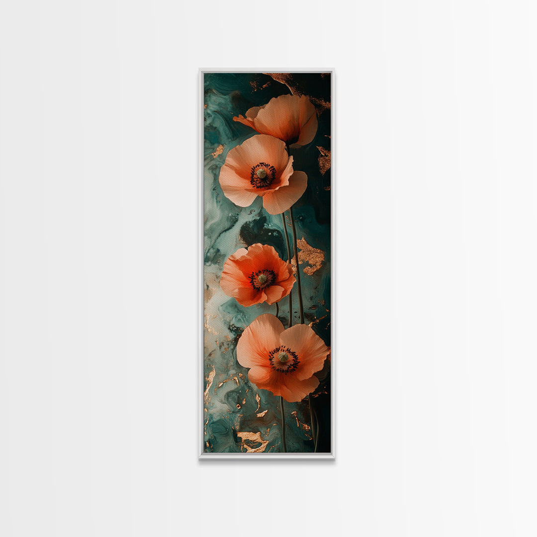 California Poppy Floral Framed Canvas Print | Wildflower Botanical Prints | Rustic Wall Art | Vertical Wall Art | Gift Idea Her