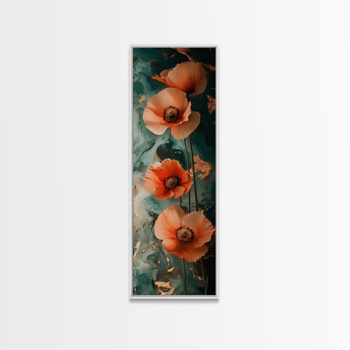 California Poppy Floral Framed Canvas Print | Wildflower Botanical Prints | Rustic Wall Art | Vertical Wall Art | Gift Idea Her