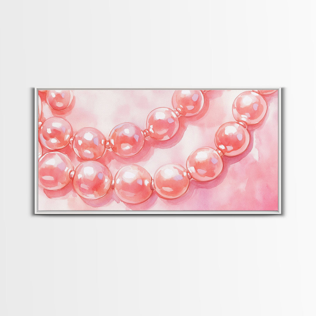 Blush Pearl Art Canvas Print Featuring Pearl Painting and Light Pink Wall Art Minimalist Art Gift Idea Guest Room Rustic Wall Decor