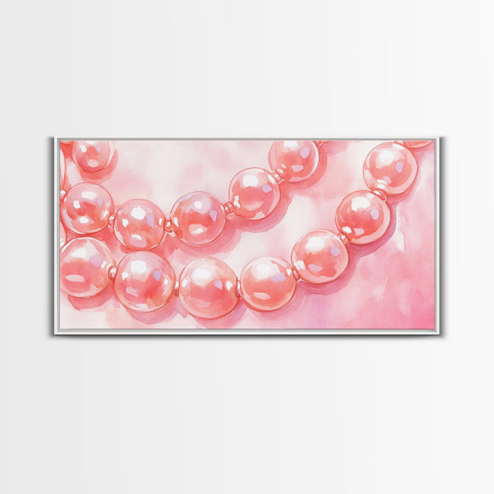 Blush Pearl Art Canvas Print Featuring Pearl Painting and Light Pink Wall Art Minimalist Art Gift Idea Guest Room Rustic Wall Decor