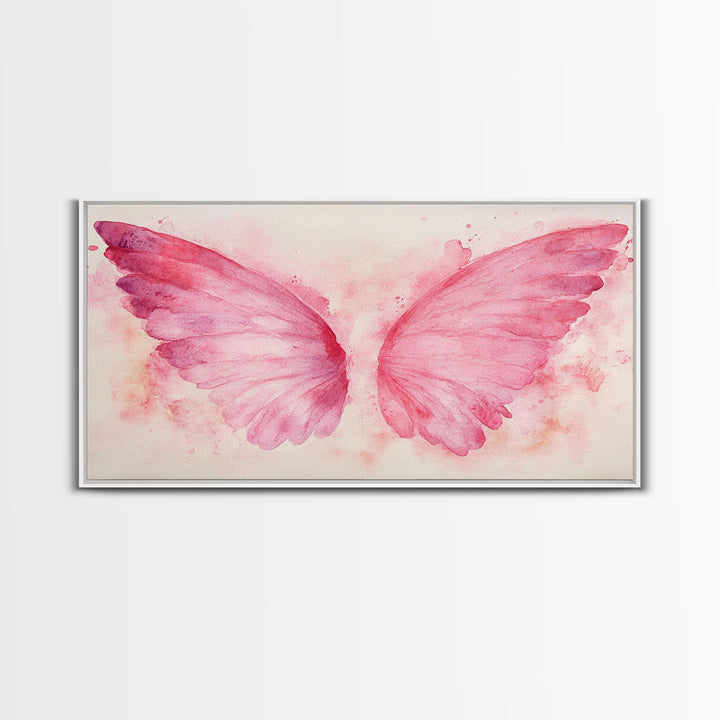 Angel Wings Canvas Print Whimsical Art Light Pink Wall Art Angel Art Prints Bedroom Decor Above Bed Wall Art Gift Idea
