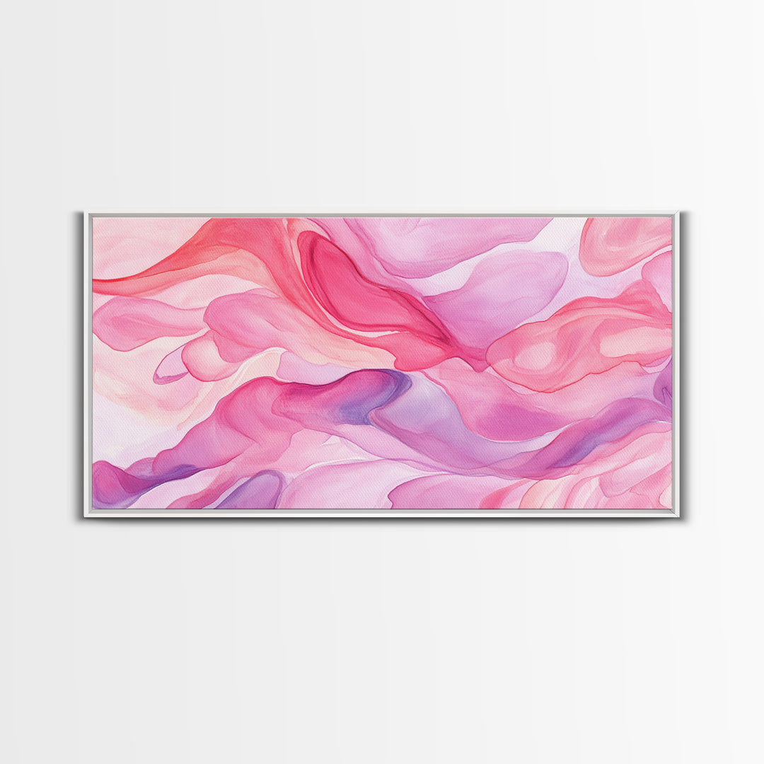 Pink Abstract Flowing Design Canvas Print, Whimsical Minimalist Light Pink Wall Art, Dorm Room Bedroom Art Unique Gift Idea