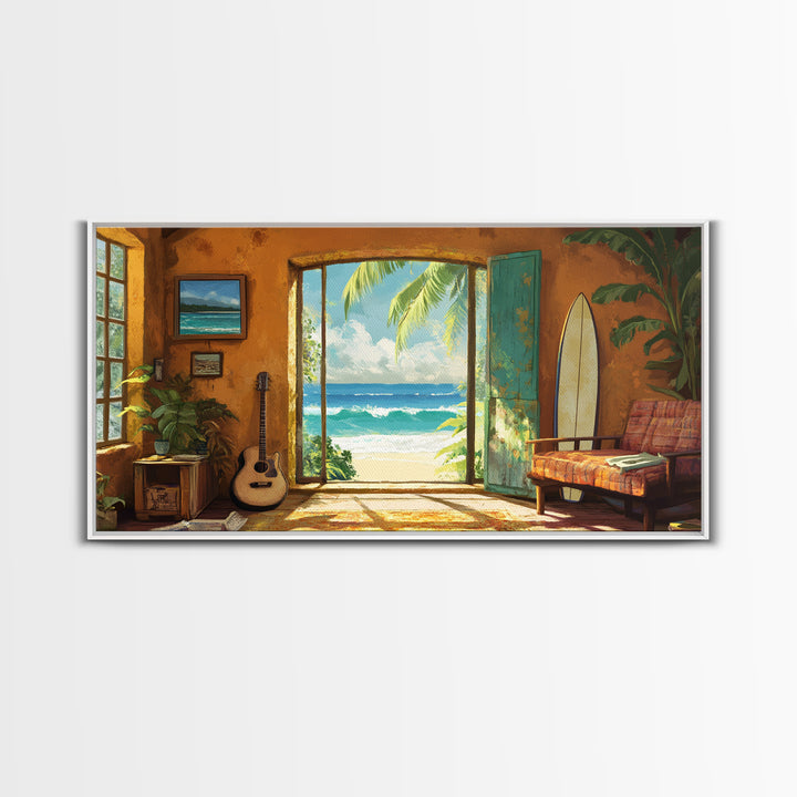 Ocean Retreat Canvas Print Coastal Decor Rustic Nautical Wall Art Above Sofa Art Tropical Beach Room Art Farmhouse Art Gift Idea