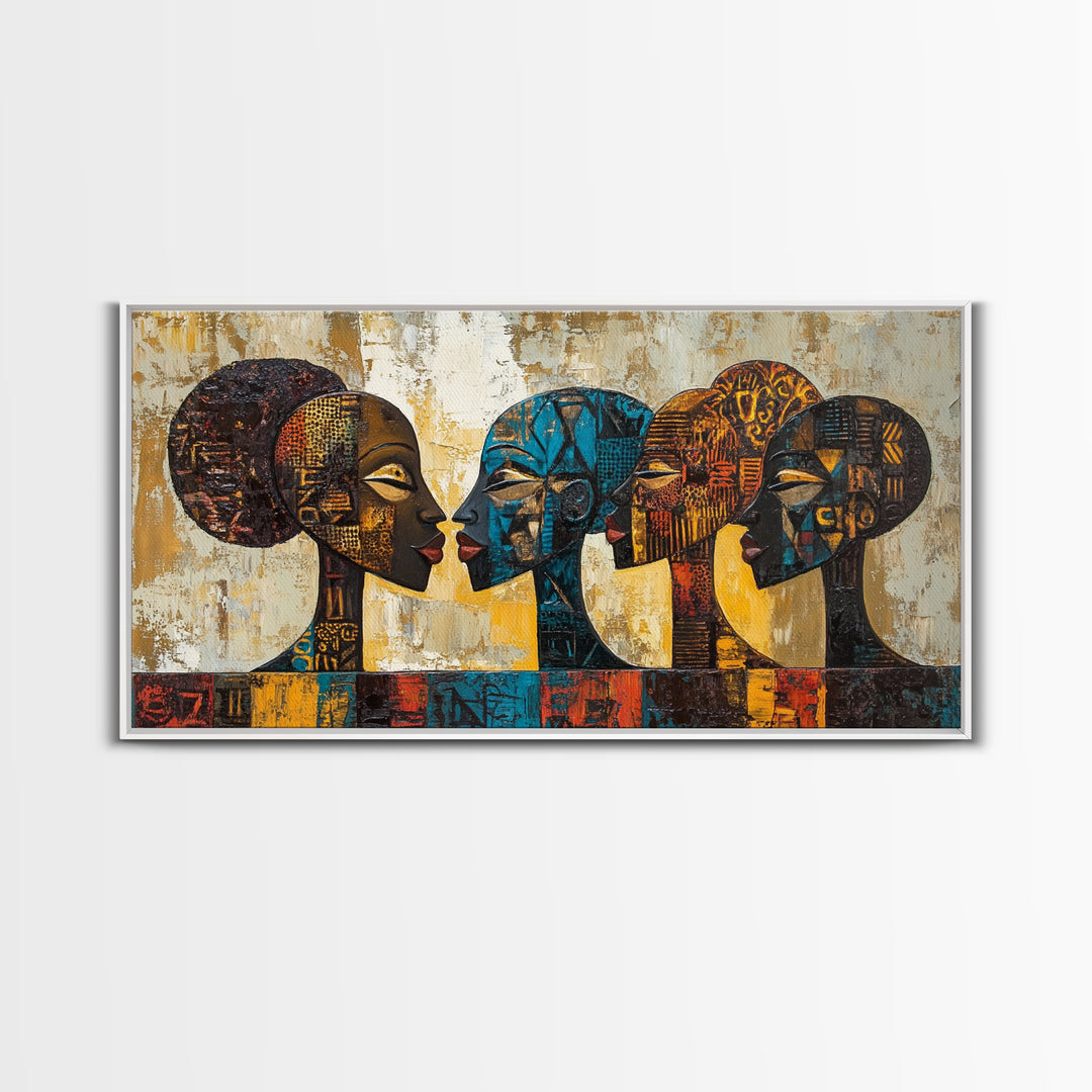 Afrocentric Geometric Art Framed Canvas Print, African Wall Decor, Bold Living Room Art, Unique Therapy Gift Idea Him Her