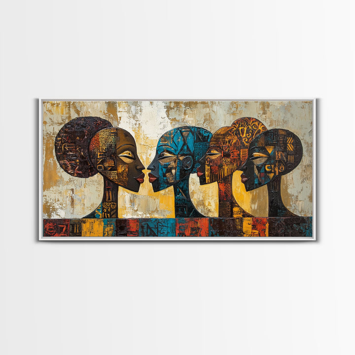 Afrocentric Geometric Art Framed Canvas Print, African Wall Decor, Bold Living Room Art, Unique Therapy Gift Idea Him Her