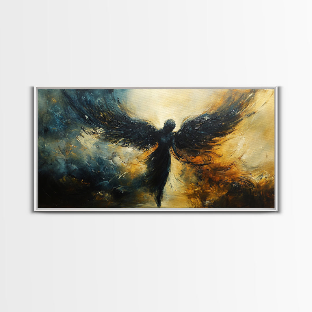 Dark Angel Framed Canvas Print with Moody Art and Dark Angels Wall Art Perfect Gothic Bedroom or Living Room Statement Piece