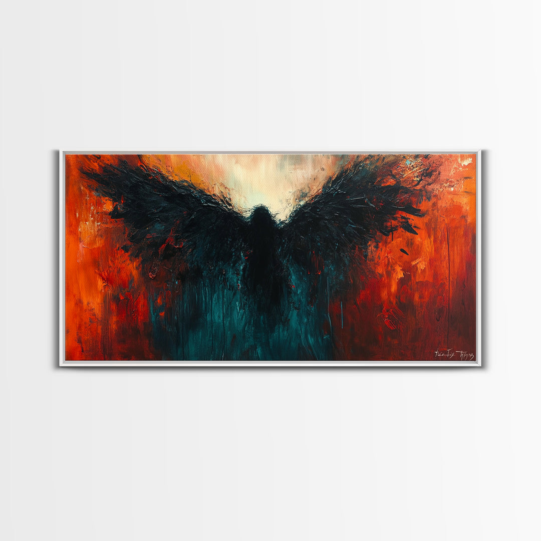 Phoenix Metal Inspired Framed Canvas Print with Bold Moody Art Stunning Southwest Wall Art for Bedroom or Living Room