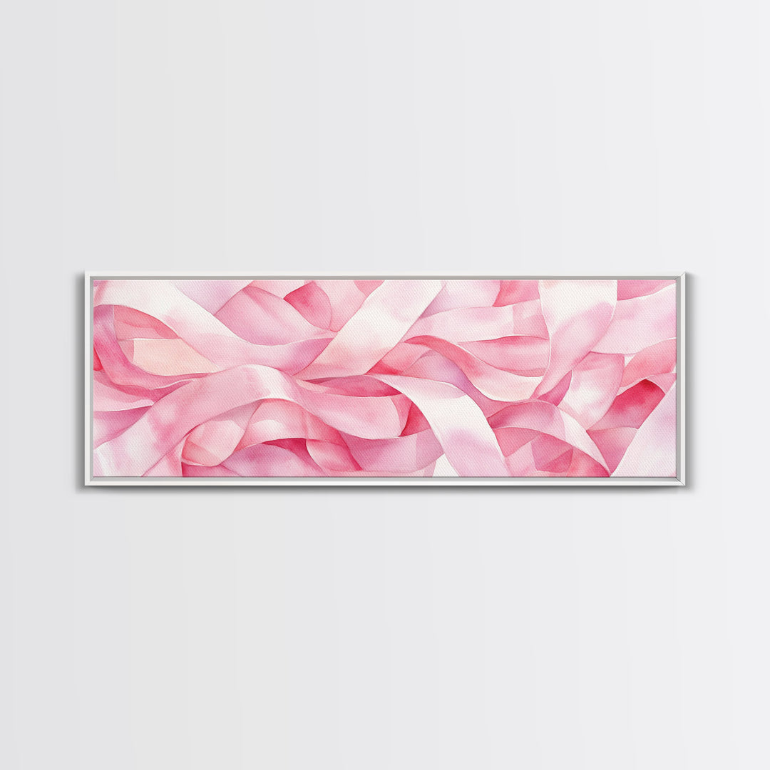 Pink Ribbon Abstract Art Canvas Print Light Pink Wall Art Minimalist Artwork Bedroom Art Above Sofa Decor Gift Idea For Her