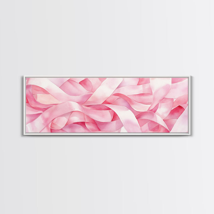 Pink Ribbon Abstract Art Canvas Print Light Pink Wall Art Minimalist Artwork Bedroom Art Above Sofa Decor Gift Idea For Her