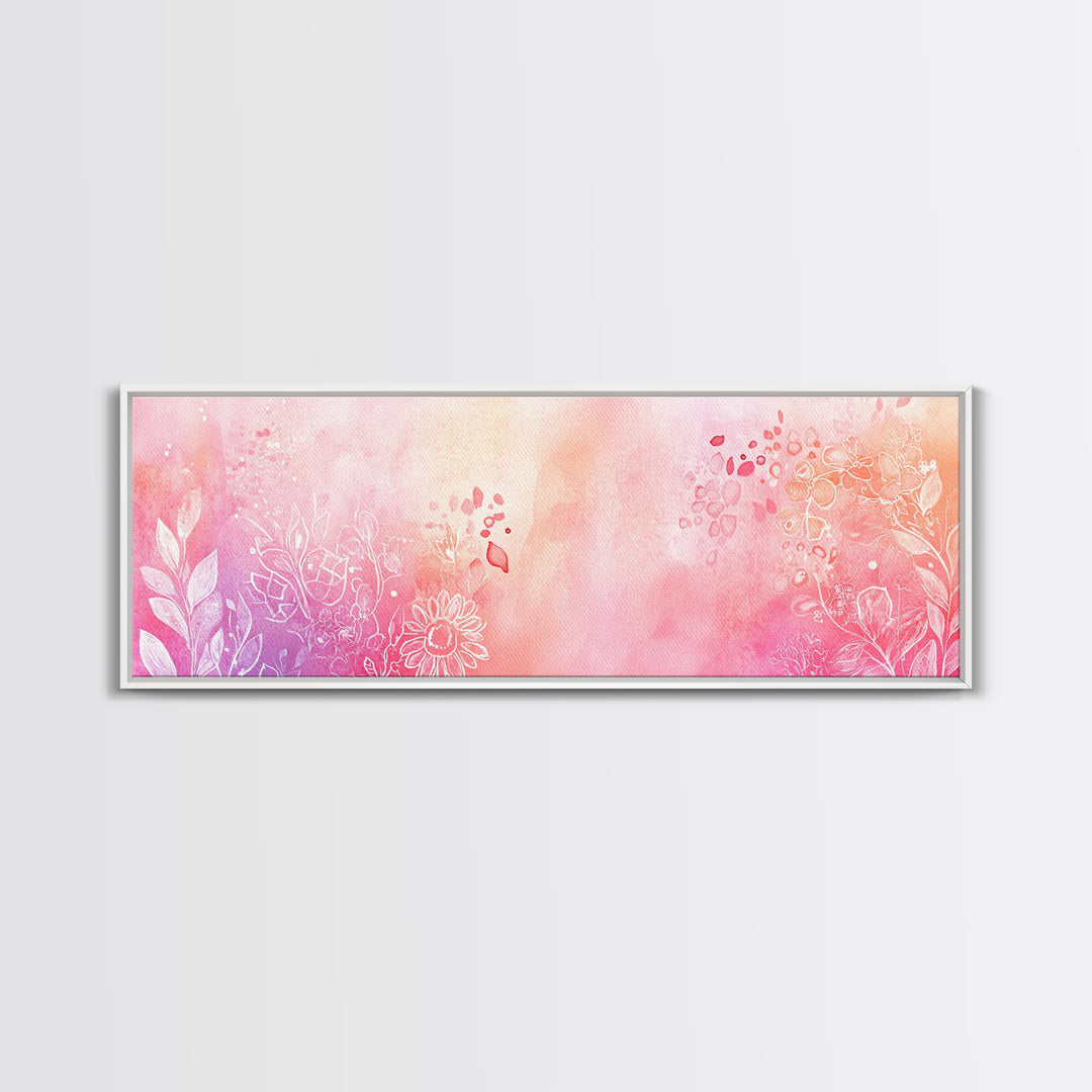 Botanical Prints Canvas Print Featuring Pink Abstract Floral Artwork, Living Room Wall Art in Pastel Hues, Light Pink Decor