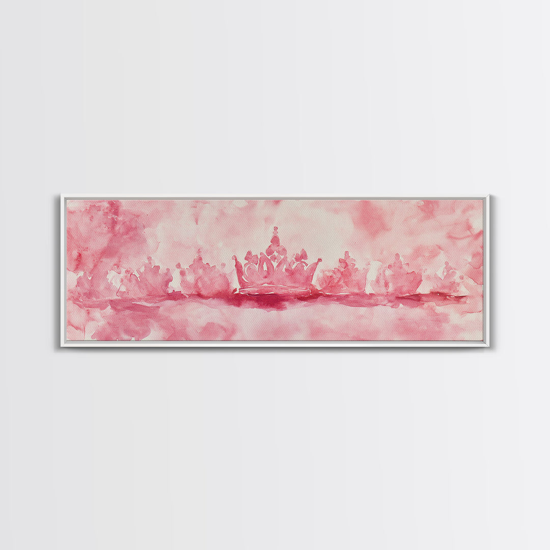Pink Crown Canvas Print Minimalist Art Abstract Pink Wall Art Light Pink Bedroom Decor Princess Aesthetic Whimsical Art Wall Art