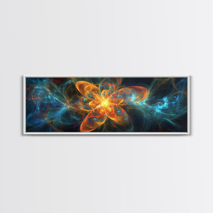 Fiery Blossom Framed Canvas Print Blossom Painting Artwork Nature-Inspired Wall Art Living Room Horizontal Decor
