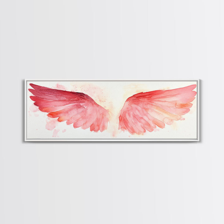 Angel Wings Canvas Print, Pink Abstract Art with Light Tones, Whimsical Zen Wall Art for Bedroom, Gift Idea for Spirituality Lovers