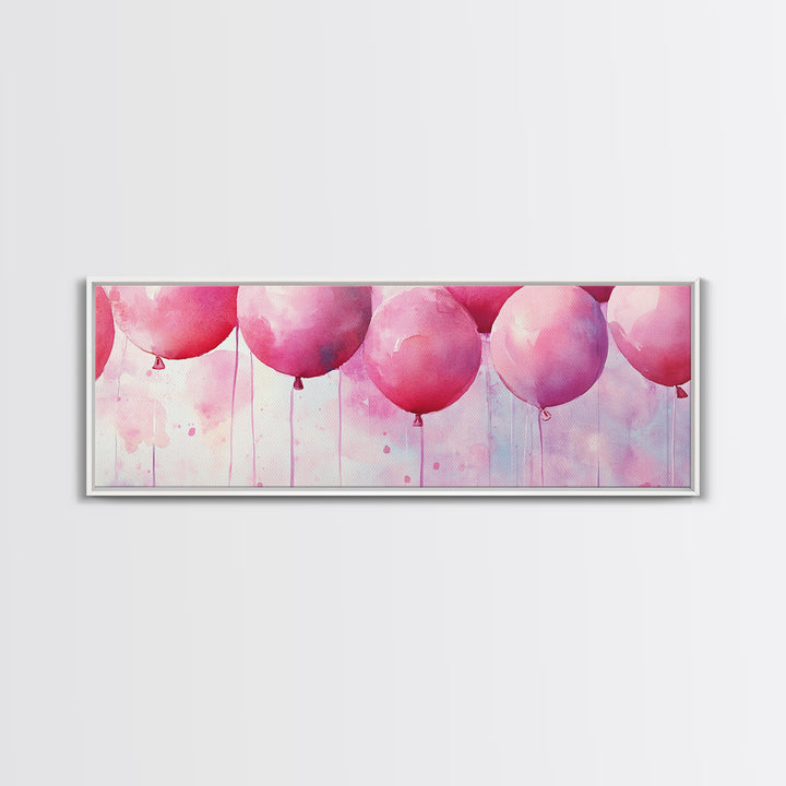 Balloon Party Canvas Print Whimsical Art Pink Abstract Art Light Pink Wall Art Above Sofa Decor Fun Kids Room Artwork Gift Idea