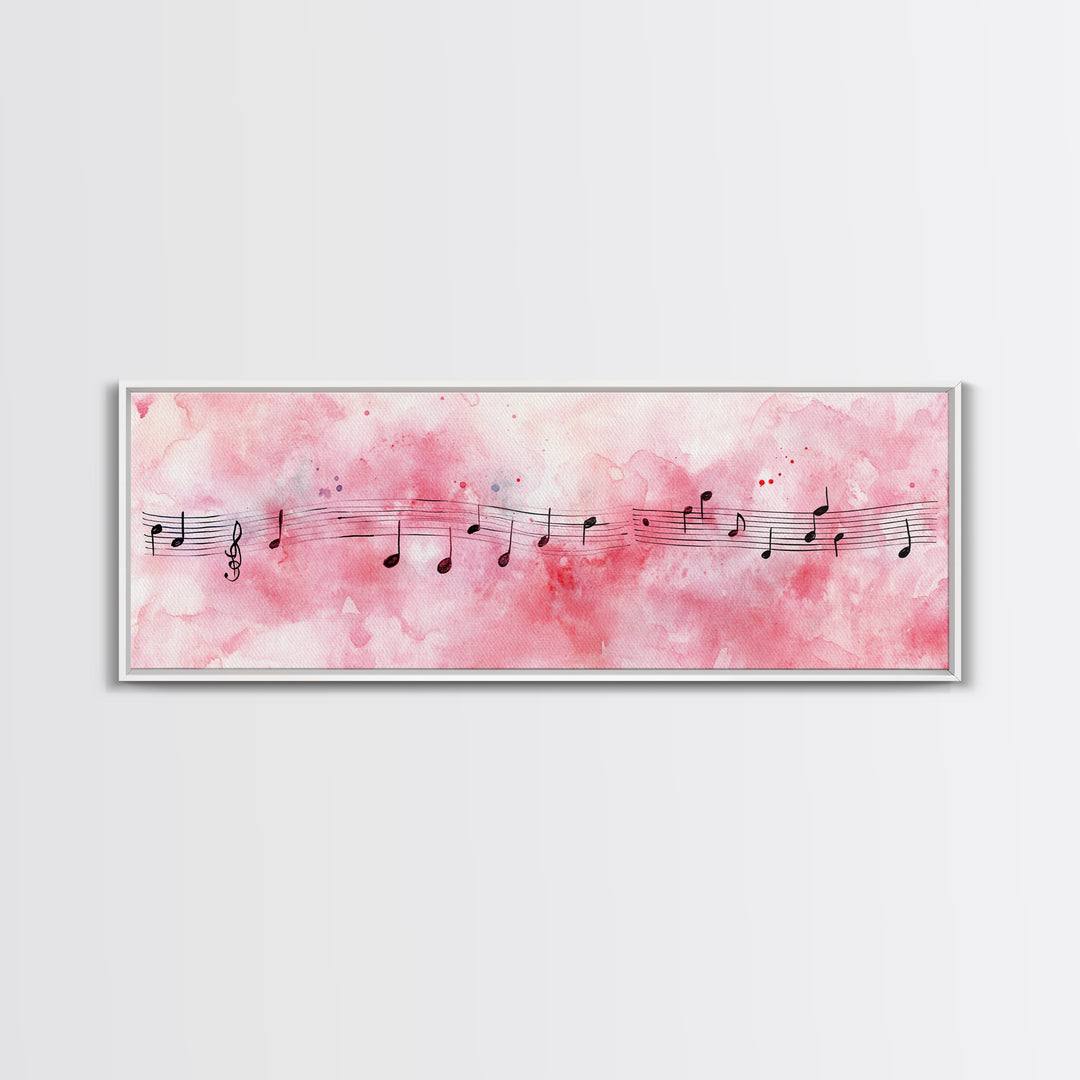 Musical Notes Canvas Print Artistic Sheet Music Wall Art Light Pink Abstract Artwork Rustic Wabi Sabi Art Living Room Decor Gift
