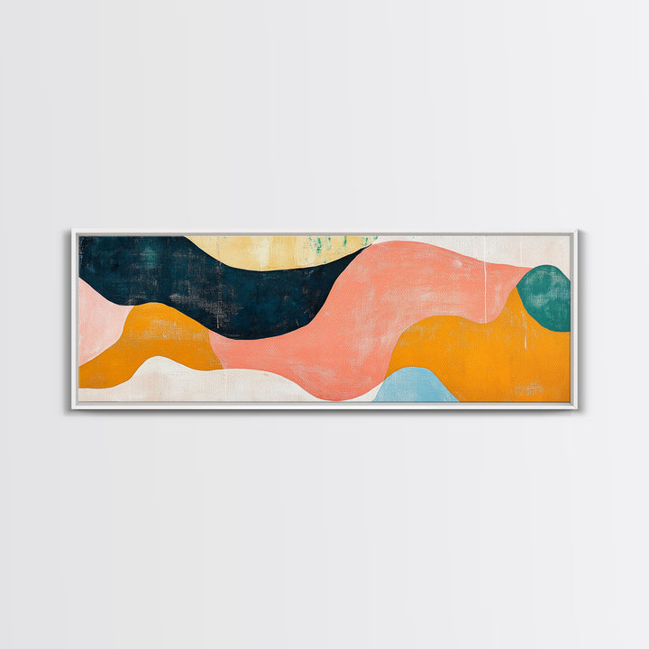 Coastal Abstract Framed Canvas Print Nautical Painting Coastal Landscape Artwork Seascape Wall Art Living Room Ocean Horizontal Decor