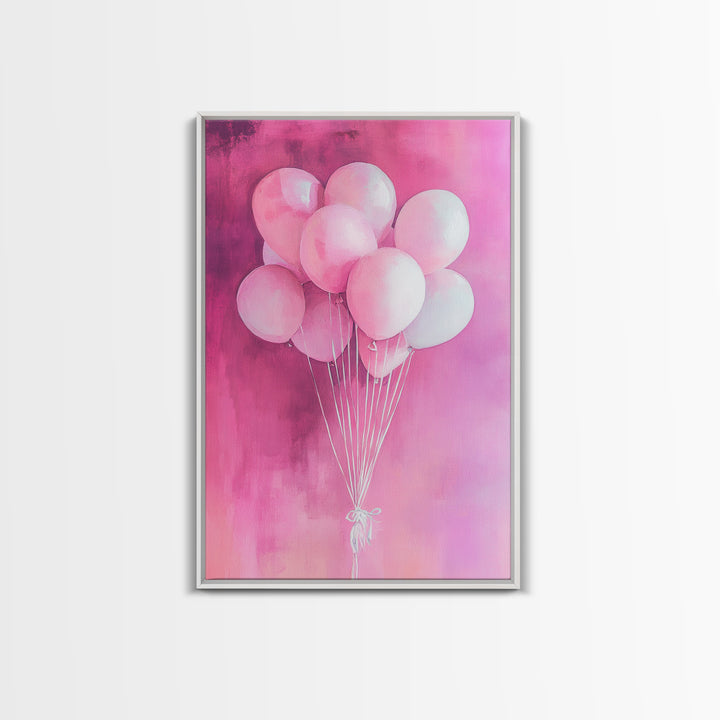 Pink Balloons Canvas Print, Whimsical Art, Pink Abstract Art, Party Wall Art, Light Pink Wall Art, Living Room Art, Artistic Decor, Gift Idea