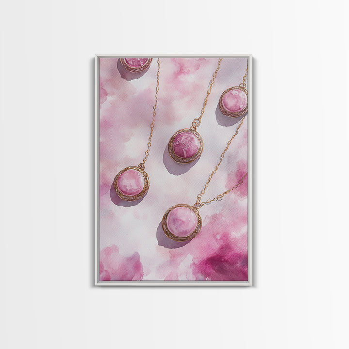 Abstract Pink Pendant Canvas Print Featuring Geometric Wall Art Light Pink Jewelry Artwork Great Gift Idea Minimalist Boho Decor