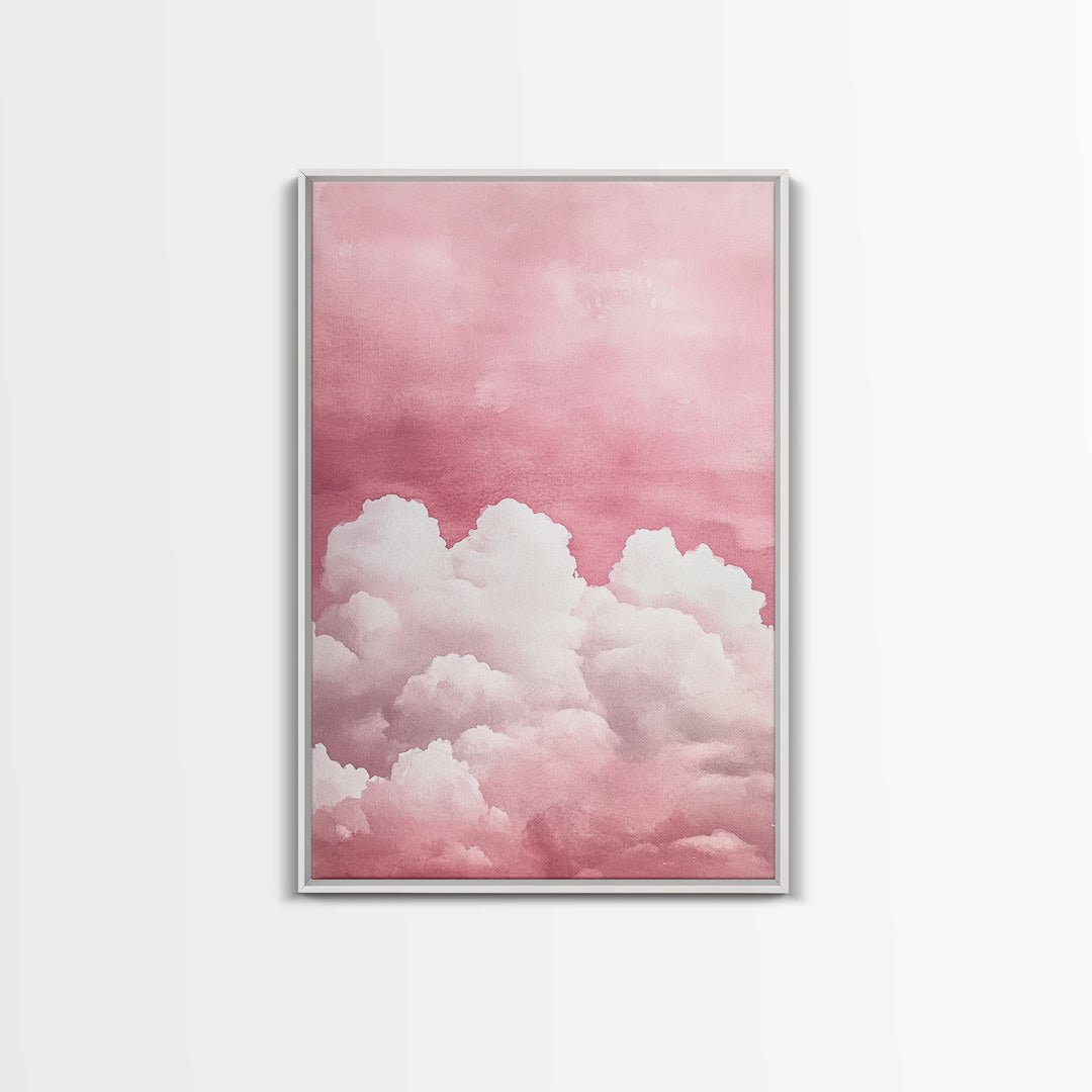 Dreamy Pink Clouds Canvas Print Light and Airy Minimalist Art Above Bed Wall Art Guest Room Decor Rustic Aesthetic Fall Accent Gift