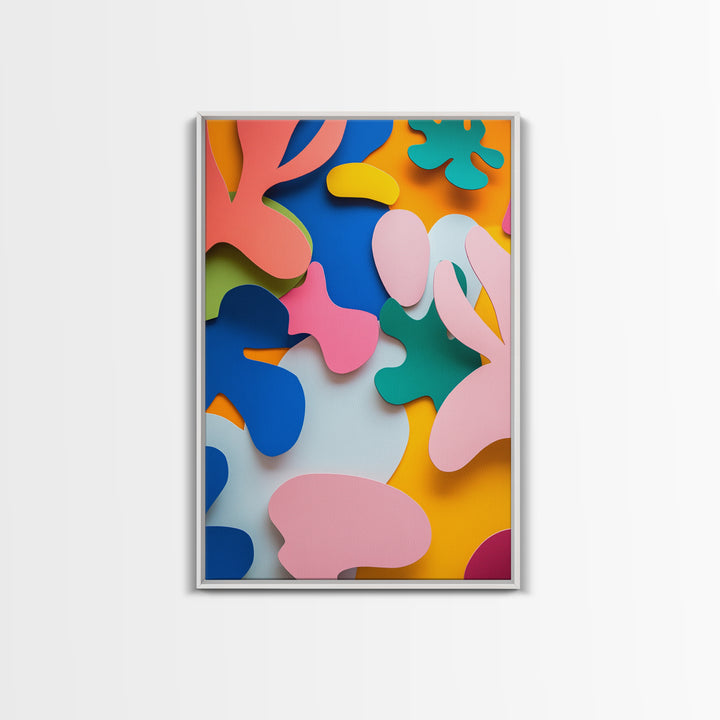 Bold Abstract Organic Shapes Canvas Print, Contemporary Chinoiserie Wall Art, Vibrant Boho and Minimalist Design for Modern Spaces