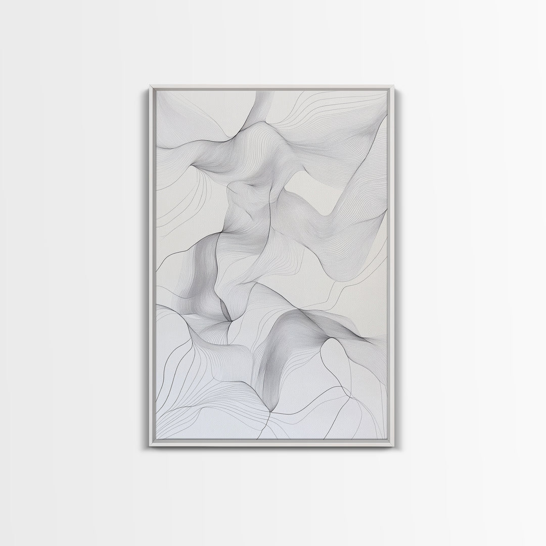 Black White Line Art Canvas Print Minimalist Geometric Wall Decor Modern Zen Artwork Above Couch Gift Idea Stylish Home Accent