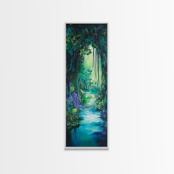 Mystical Forest, Wabi Sabi Art, Zen Wall Art, Forest at Dusk Painting, Tall Skinny Art, Moody Art, Extra Wide Art, Canvas Print