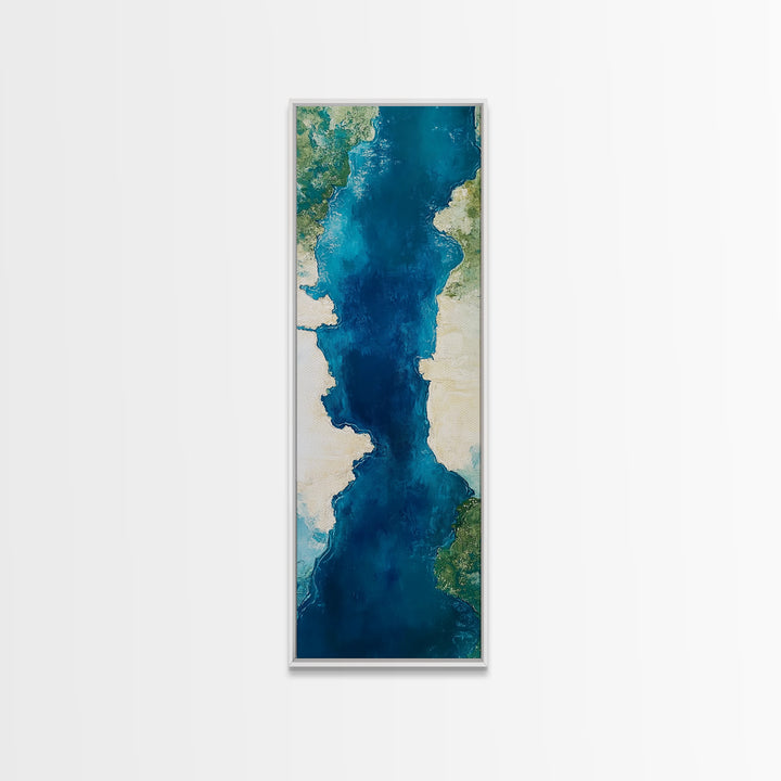 Ocean Map, Atlantic View, Nautical Wall Art, Coastal Landscape, Blue and Green Wall Art, Christmas, Canvas Print, Living Room Art