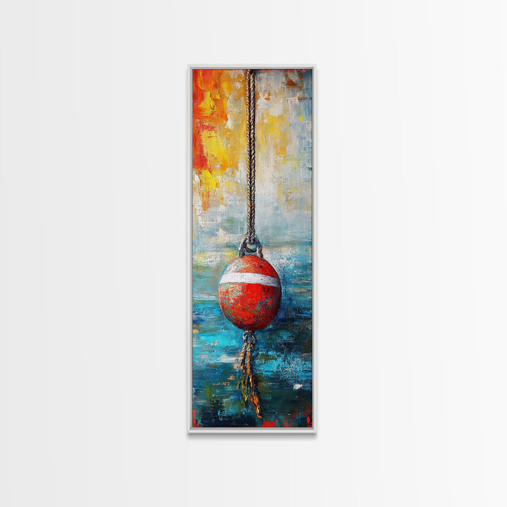 Nautical decor, rustic wall art, coastal wall art, ocean painting, maritime art, framed canvas print, tall skinny art, moody blue art