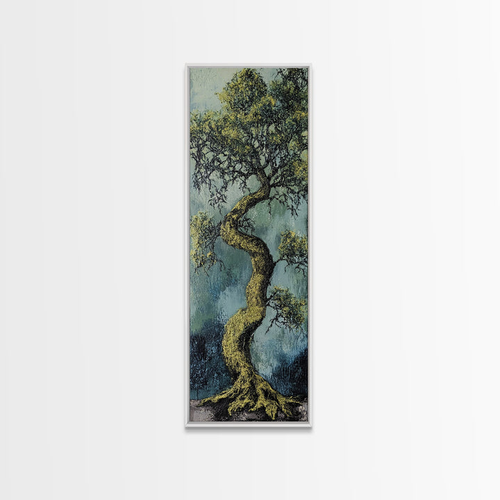 Oak Tree Art, Canvas Print, moody art, botanical prints, farmhouse art, vertical wall art, rustic art, extra wide art, above bed wall art