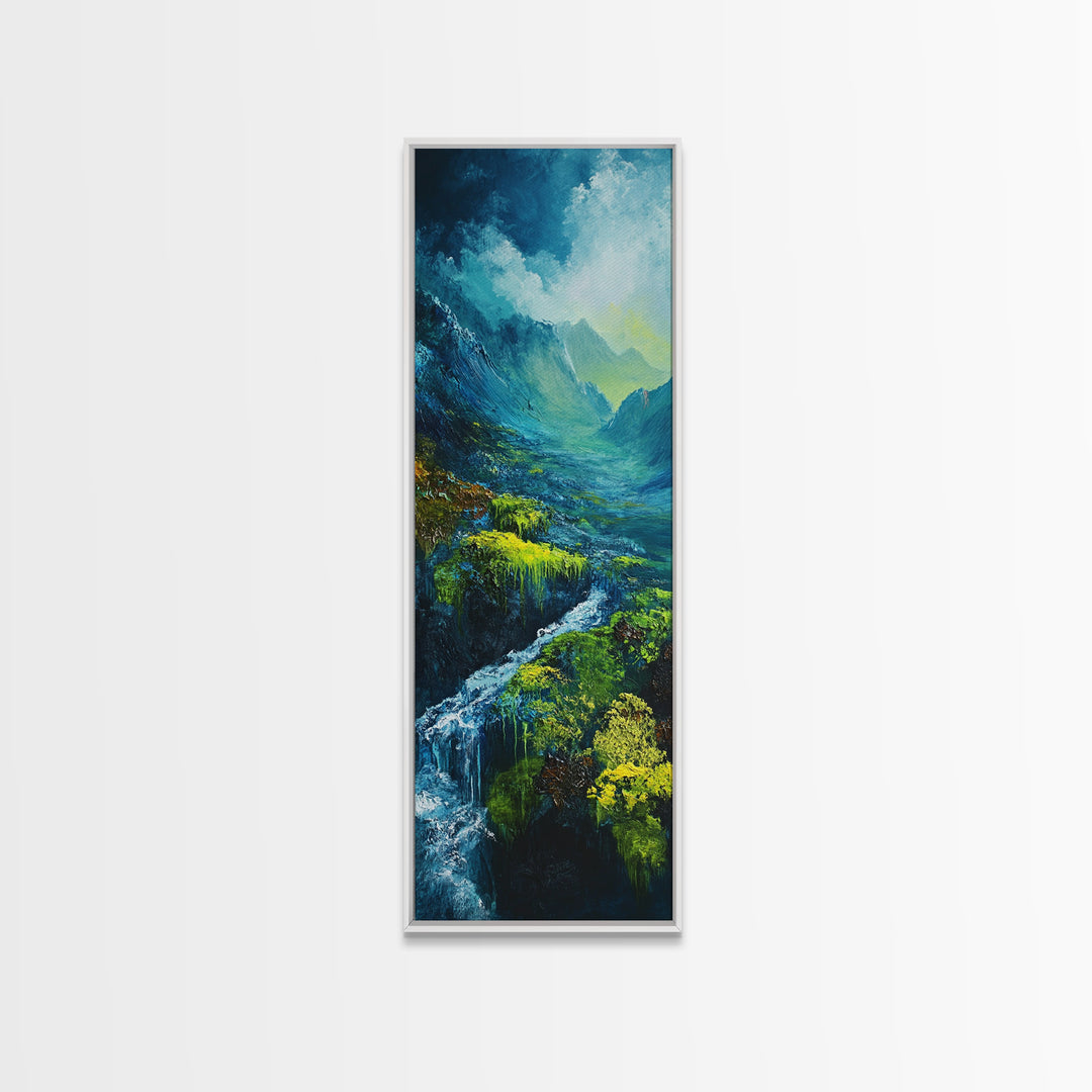 Ireland Painting, Framed Canvas Print, coastal decor, blue and green wall art, mountain painting, landscape painting, extra wide art