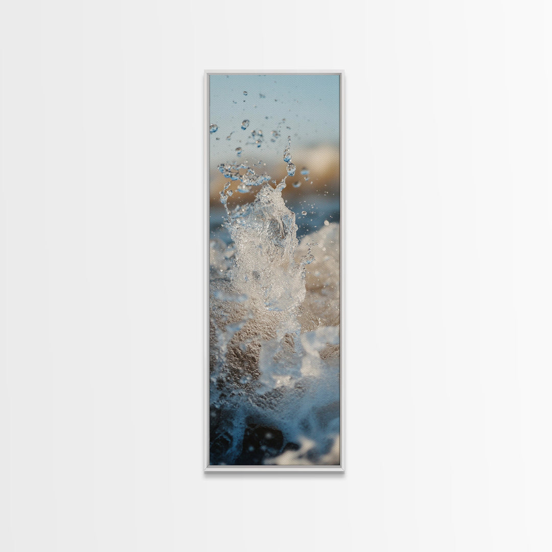 Ocean Splash, nautical wall art, seascape painting, surf wall art, blue and green wall art, coastal decor, Framed Canvas Print