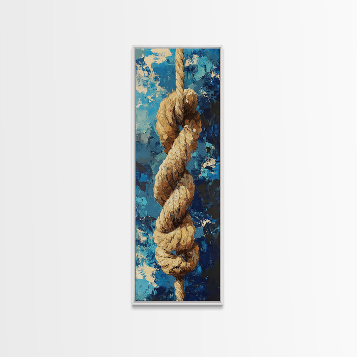 Nautical Rope, Blue Abstract, Textured Art, Framed Canvas Print, nautical decor, coastal wall art, rustic art, wabi sabi art