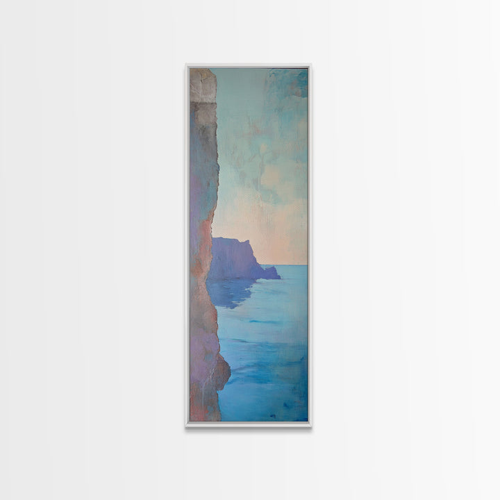 Cliffside View, Misty Horizon, Ocean Painting, Canvas Print, coastal decor, wabi sabi art, seascape painting, minimalist art