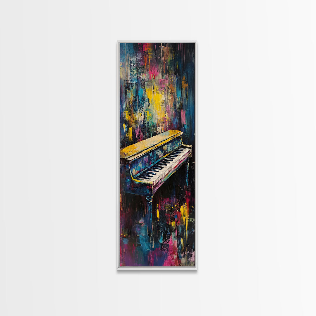 Abstract piano, music art, lofi art, moody art, framed canvas print, gift idea for her, dark romance painting, pink orange wall art