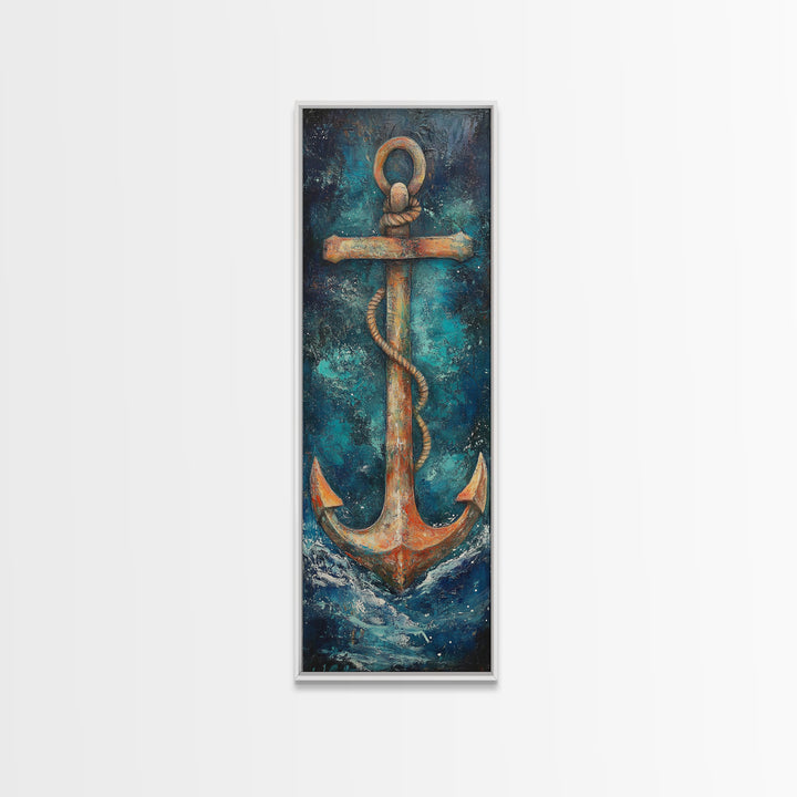 Anchor, Nautical Decor, Framed Canvas Print, nautical wall art, coastal decor, maritime art, rustic wall art, beach house decor, gift idea