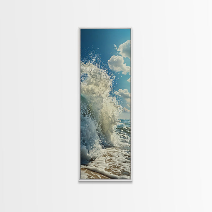 Ocean Wave Splash, Coastal Wall Art, Nautical Decor, Beach Art Print, Framed Canvas Print, Surf Wall Art, Vertical Wall Art