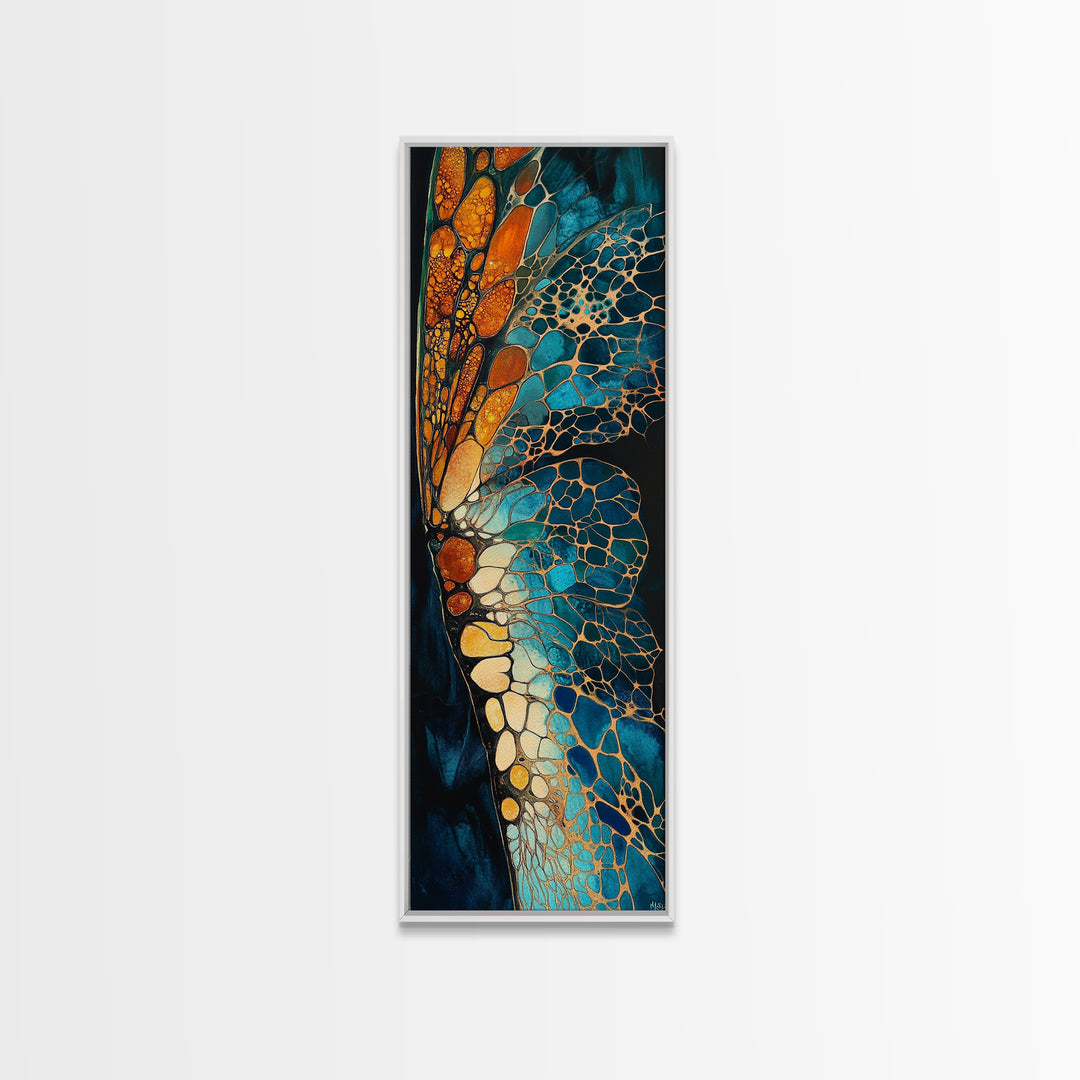 Butterfly wing, mosaic wall art, teal wall art, gemstone painting, sacred geometry wall art, framed canvas print, boho art