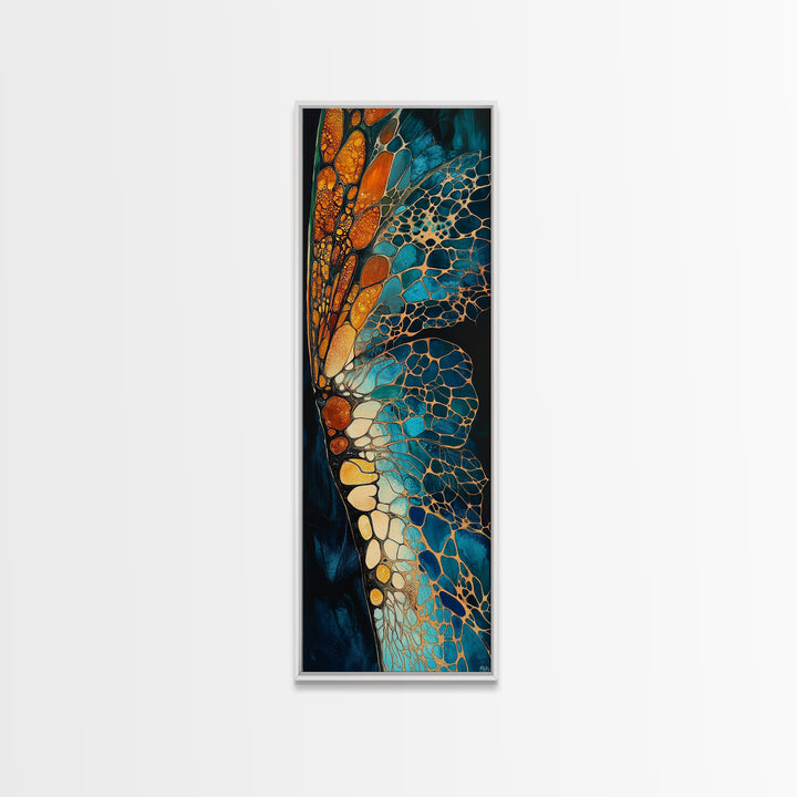 Butterfly wing, mosaic wall art, teal wall art, gemstone painting, sacred geometry wall art, framed canvas print, boho art